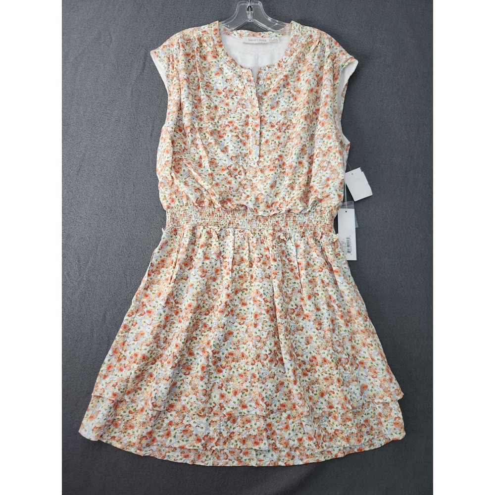 Bishop + Young Lana Flutter Sleeve Pink Floral Mini‎ Dress Smocked Fairy, large